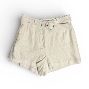 Billy J High Waisted Wide Leg Belted Ivory Linen Shorts Size 6/XS